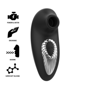 BLACK & SILVER - DRAKE DELUXE SUCKING VIBE SILICONE RECHARGEABLE BLACK
