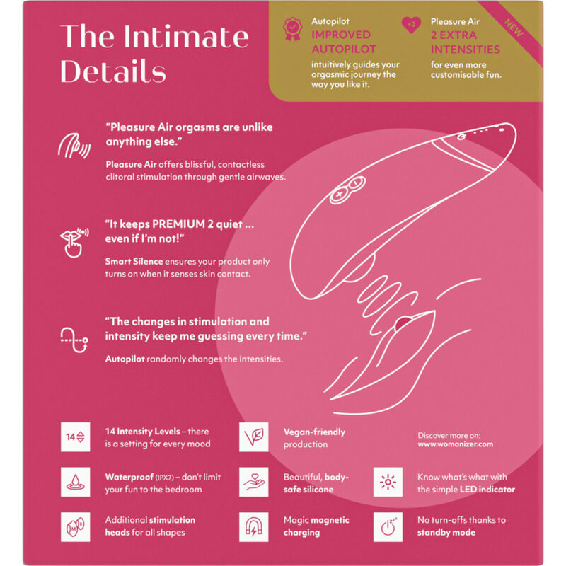 WOMANIZER - PREMIUM 2 CLITORAL STIMULATOR RASPBERRY - Image 4