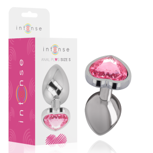 INTENSE - METAL ALUMINUM ANAL PLUG HEART PINK SIZE S