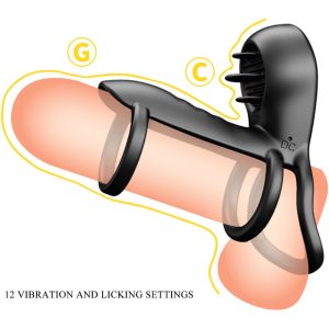 PRETTY LOVE - JAMMY PENIS SLING 12 VIBRATING AND LICKING SETTINGS RECHARGEABLE SILICONE