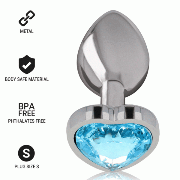 INTENSE - METAL ALUMINUM ANAL PLUG HEART BLUE SIZE S - Image 8