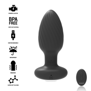 BLACK & SILVER' - WELLS' ANAL PLUG SILICONE REMOTE CONTROL