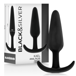 BLACK & SILVER - KAEL SILICONE LOOP ANAL PLUG SIZE M