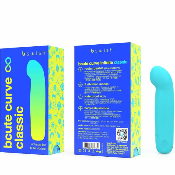 B SWISH - BCUTE CURVE INFINITE CLASSIC SILICONE RECHARGEABLE VIBRATOR ELECTRIC BLUE - Image 3