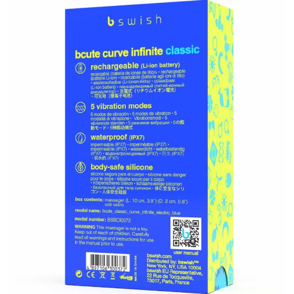 B SWISH - BCUTE CURVE INFINITE CLASSIC SILICONE RECHARGEABLE VIBRATOR ELECTRIC BLUE - Image 5