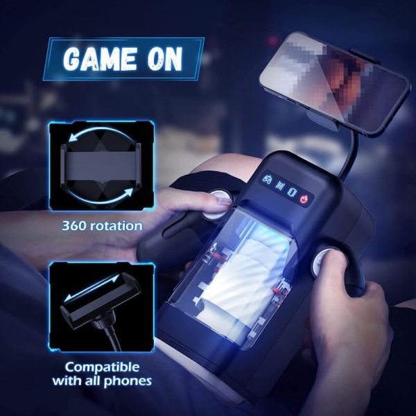 GAME CUP - THRUSTING VIBRATION MASTURBATOR WITH HEATING FUNCTION AND MOBILE SUPPORT - BLACK - Image 3