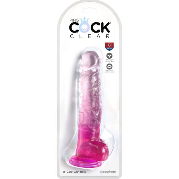 KING COCK CLEAR - REALISTIC PENIS WITH BALLS 16.5 CM PINK - Image 2