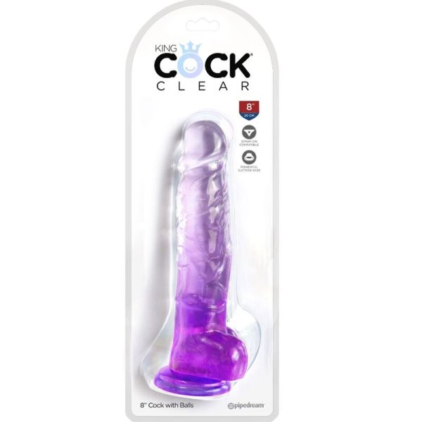KING COCK CLEAR - REALISTIC PENIS WITH BALLS 16.5 CM PURPLE - Image 2