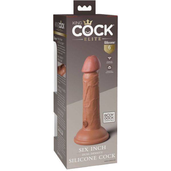 KING COCK ELITE - REALISTIC SILICONE DILDO 15.2 CM CARAMEL - Image 5