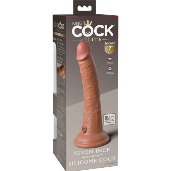 KING COCK ELITE - REALISTIC SILICONE DILDO 17.8 CM CARAMEL - Image 5