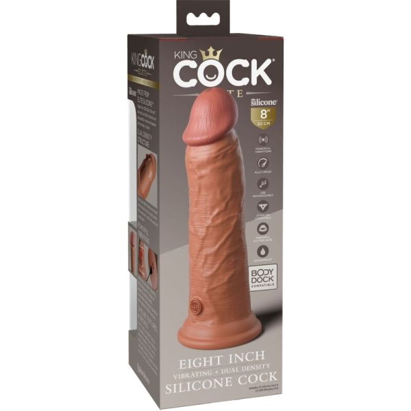 KING COCK ELITE - REALISTIC DILDO VIBRATING & SILICONE 20.3 CM CARAMEL - Image 6