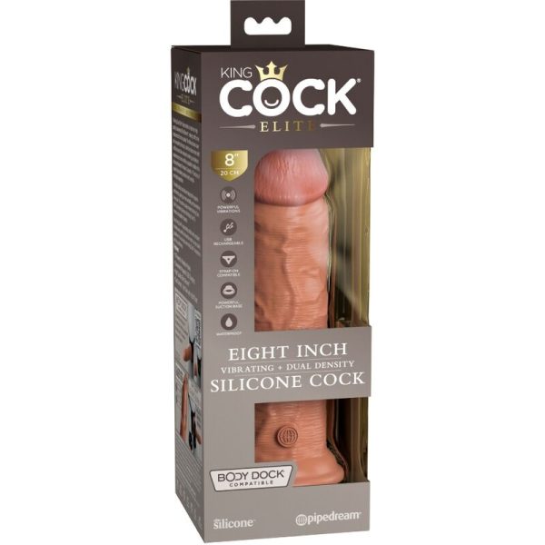 KING COCK ELITE - REALISTIC DILDO VIBRATING & SILICONE 20.3 CM CARAMEL - Image 7