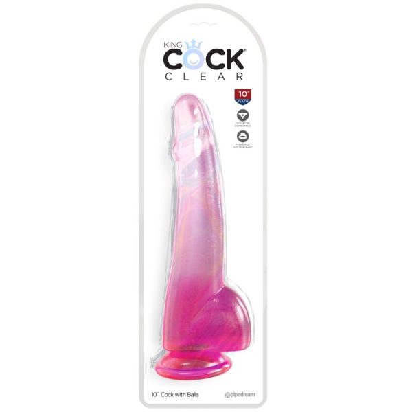 KING COCK CLEAR - DILDO WITH TESTICLES 19 CM PINK - Image 2