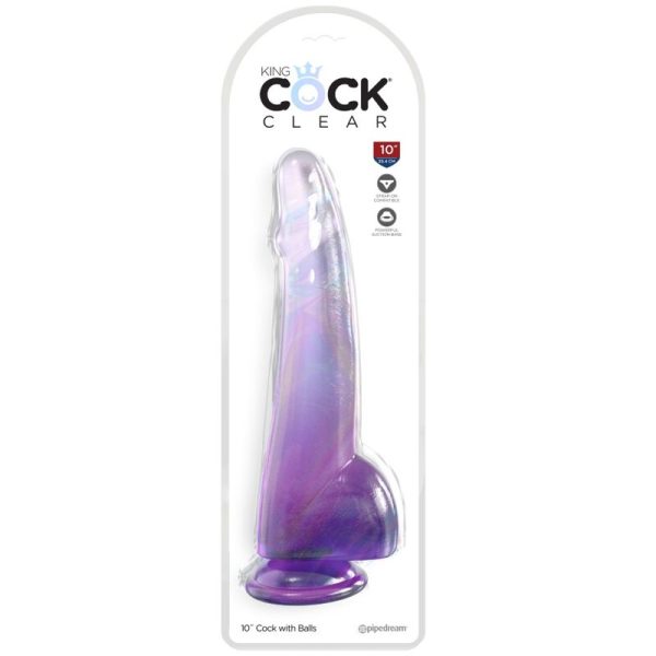 KING COCK CLEAR - DILDO WITH TESTICLES 19 CM PURPLE - Image 2