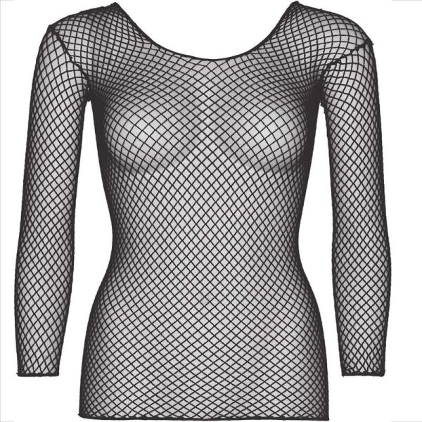 LEG AVENUE - FISHNET LONG SLEEVE T-SHIRT BLACK - Image 4