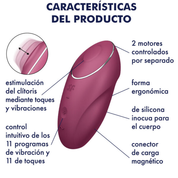 SATISFYER - TAP & CLIMAX 1 LAY-ON VIBRATOR RED - Image 5