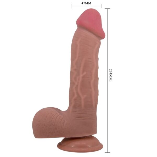PRETTY LOVE - SLIDING SKIN SERIES REALISTIC DILDO WITH SLIDING SKIN SUCTION CUP BROWN 23.4 CM - Image 4