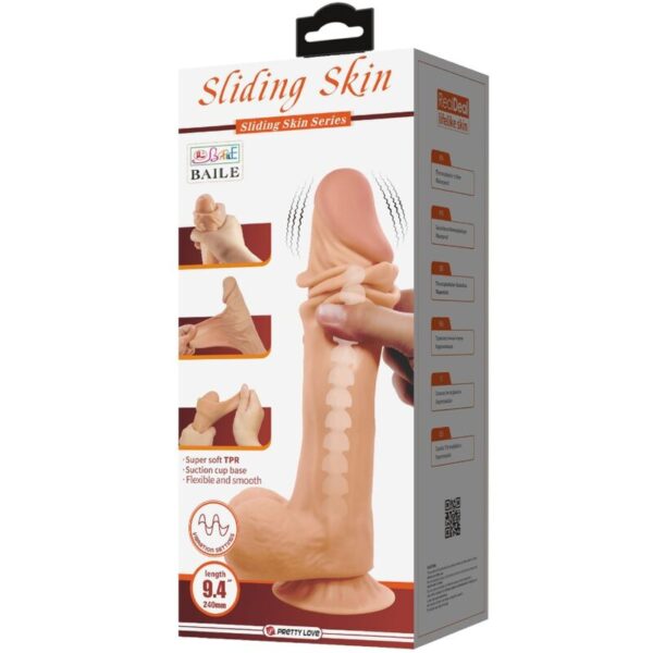 PRETTY LOVE - SLIDING SKIN SERIES REALISTIC DILDO WITH SLIDING SKIN SUCTION CUP FLESH 24 CM - Image 2