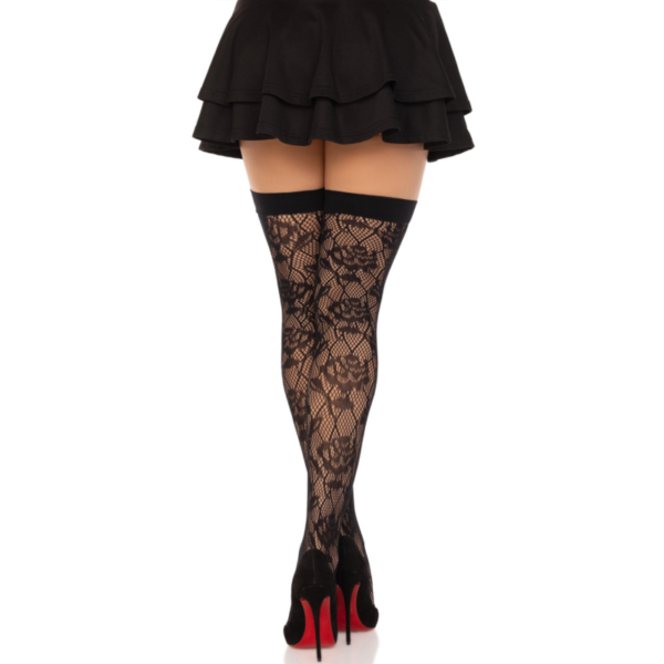 LEG AVENUE - WILD ROSES NET STOCKS BLACK - Image 2
