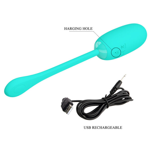 PRETTY LOVE - JULIUS WATERPROOF-RECHARGEABLE VIBRATING EGG AQUA GREEN - Image 8