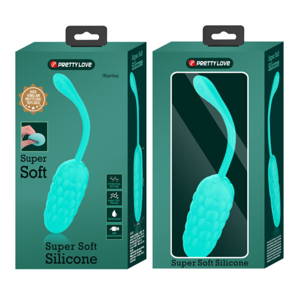 PRETTY LOVE - VIBRATING EGG WITH AQUA GREEN RECHARGEABLE MARINE TEXTURE - Image 9