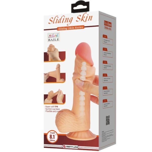 PRETTY LOVE - SLIDING SKIN SERIES REALISTIC DILDO WITH SLIDING SKIN SUCTION CUP 20.6 CM - Image 7