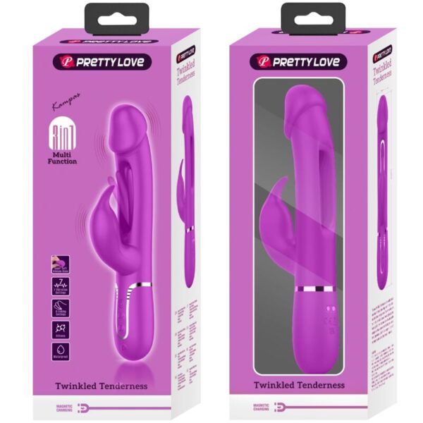 PRETTY LOVE - KAMPAS RABBIT 3 IN 1 MULTIFUNCTION VIBRATOR WITH TONGUE FUCHSIA - Image 11