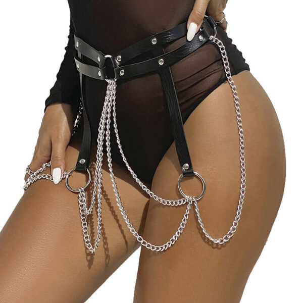 SUBBLIME - LEATHER RING CHAINBELT BLACK ONE SIZE - Image 2
