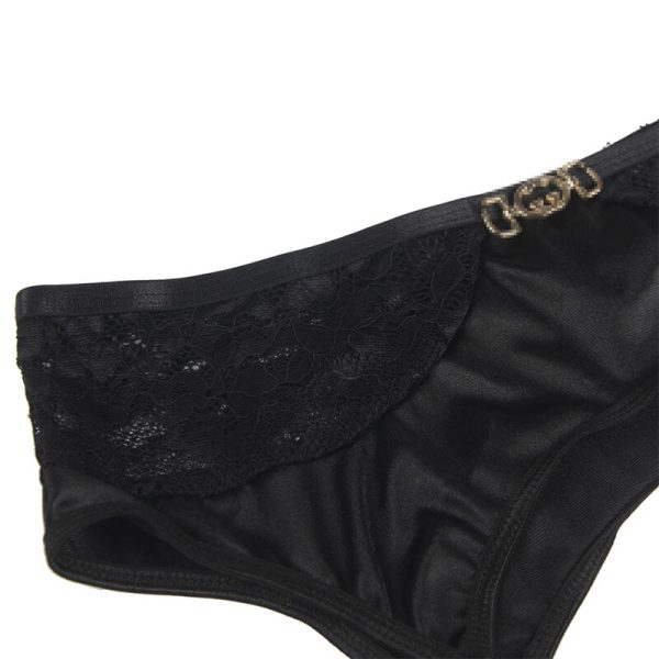 SUBBLIME - SET OF 3 PIECES BRA + THONG + LACE GARTER BLACK - Image 7