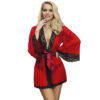 SUBBLIME - TRANSPARENT FABRIC ROBE WITH LACE DETAIL RED