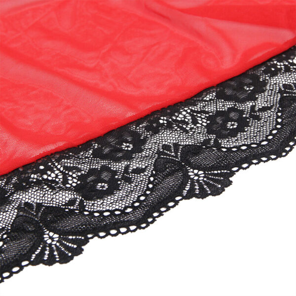 SUBBLIME - TRANSPARENT FABRIC ROBE WITH LACE DETAIL RED - Image 8