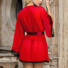 SUBBLIME - TRANSPARENT FABRIC ROBE WITH LACE DETAIL RED - Image 15
