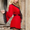 SUBBLIME - TRANSPARENT FABRIC ROBE WITH LACE DETAIL RED - Image 14