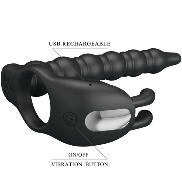 PRETTY LOVE - BLACKNEY PENIS RING WITH BLACK VIBRATOR PLUG - Image 6