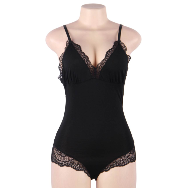 SUBBLIME - BLACK FLORAL LACE DETAIL TEDDY - Image 4