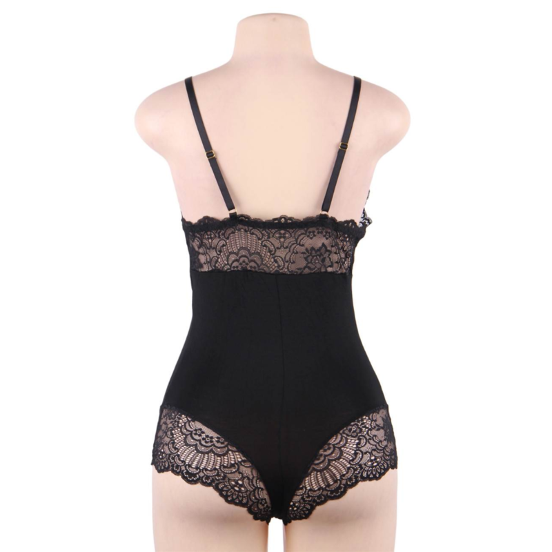 SUBBLIME - BLACK FLORAL LACE DETAIL TEDDY - Image 6