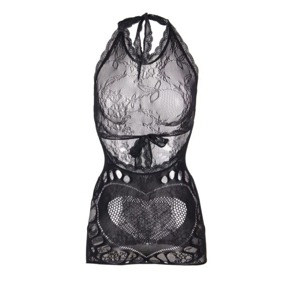 SUBBLIME - 952075 SHORT FISHNET DRESS WITH BACK BACK AND HEART DETAIL BLACK ONE SIZE - Image 4