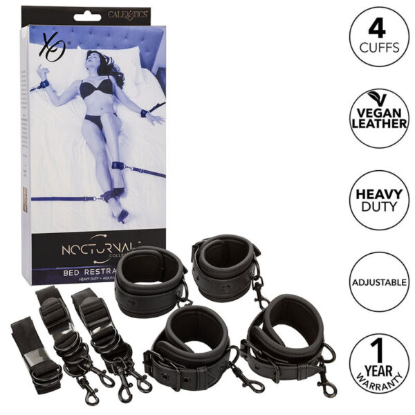CALEXOTICS - NOCTURNAL BED RESTRAINTS LEATHER ADJUSTABLE BLACK - Image 2