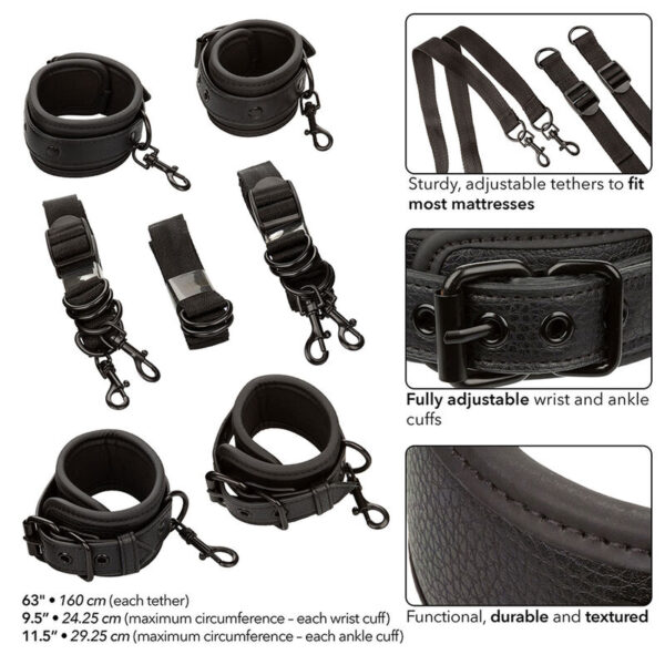 CALEXOTICS - NOCTURNAL BED RESTRAINTS LEATHER ADJUSTABLE BLACK - Image 3