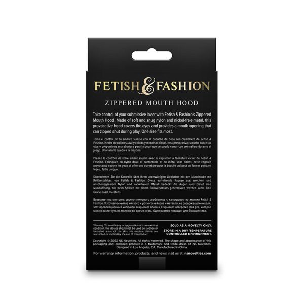 NS NOVELTIES - FETISH & FASHION CLOSED ZIPPERED MOUTH HOOD NYLON BLACK - Image 3