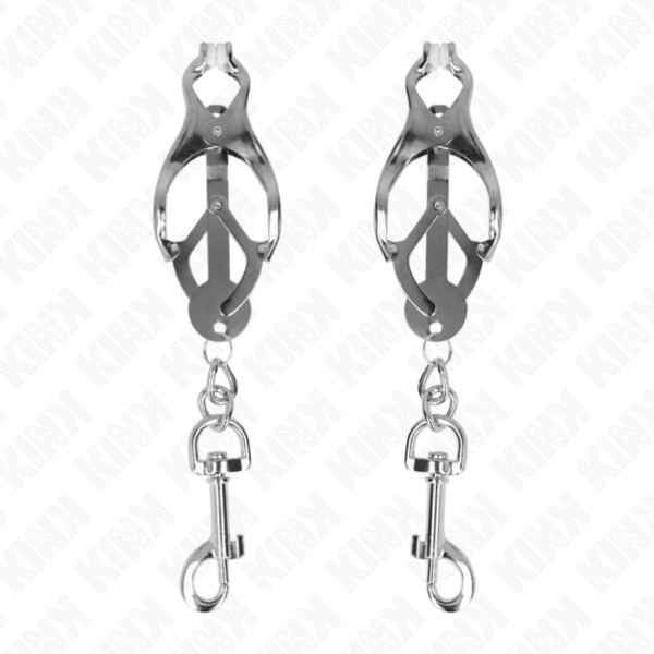 KINK - JAPANESE CLOVER NIPPLE CLAMPS WITH HOOKS SILVER - Image 2