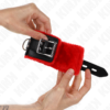 KINK - FUR LINED WRIST RESTRAINTS WITH SQUARE HOLES RED AND BLACK BELT ADJUSTABLE 17-29 CM X 6 CM - Image 2