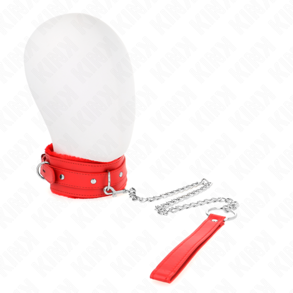 KINK - COLLAR WITH LEASH 65 CM WITH RESTRICTIONS RED 36-42 CM X 5.5 CM - Image 2