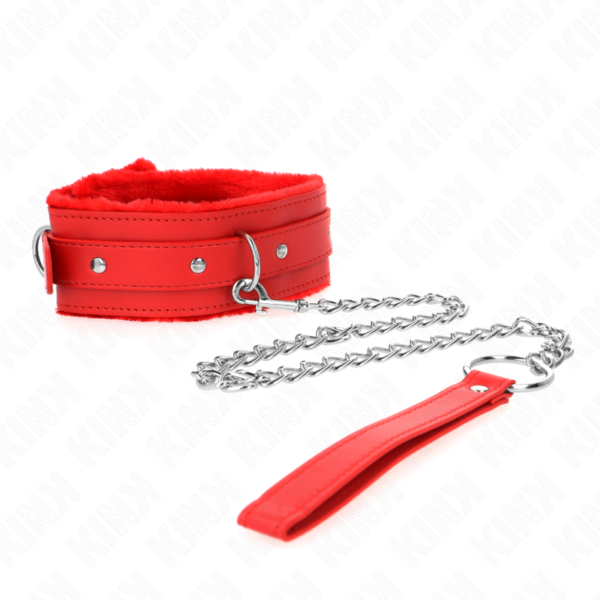 KINK - COLLAR WITH LEASH 65 CM WITH RESTRICTIONS RED 36-42 CM X 5.5 CM - Image 3