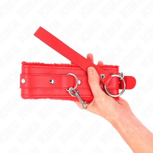 KINK - COLLAR WITH LEASH 65 CM WITH RESTRICTIONS RED 36-42 CM X 5.5 CM - Image 4