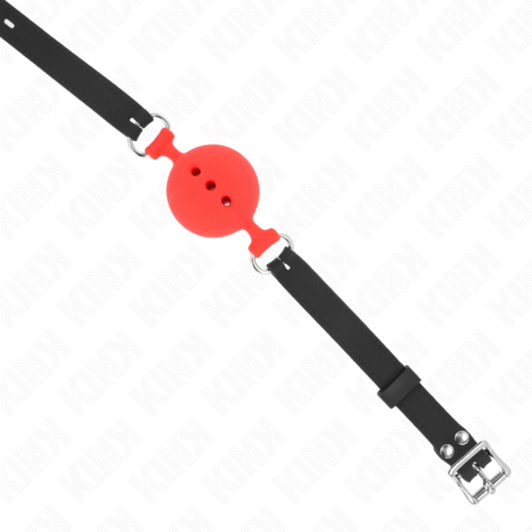 KINK - FULL SILICONE GAG 55 x 2 CM WITH 5 CM BALL SIZE L RED ADJUSTABLE 35-51 CM - Image 4