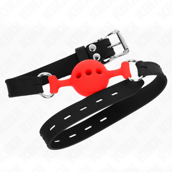 KINK - FULL SILICONE GAG 55 x 2 CM WITH 4 CM BALL SIZE S RED ADJUSTABLE 35-51 CM - Image 3
