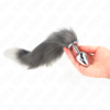 KINK - ANAL PLUG SIZE M 8 X 3.5 CM WITH SYNTHETIC TAIL 40 CM GREY AND WHITE - Image 3