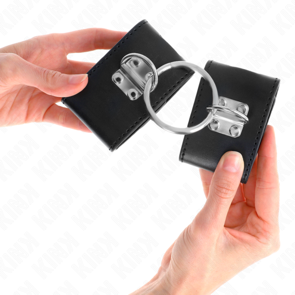 KINK - FIXED WRIST RESTRAINTS WITH RING AND PADLOCK CLOSURE BLACK ADJUSTABLE 16-23 CM X 5.5 CM - Image 3