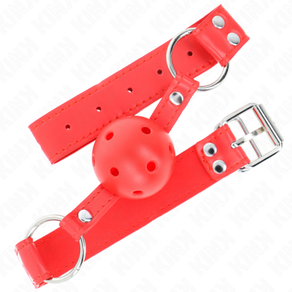 KINK - COMPLETE RED HOLLOW HARD BALL GAG 62 x 2 CM - Image 2